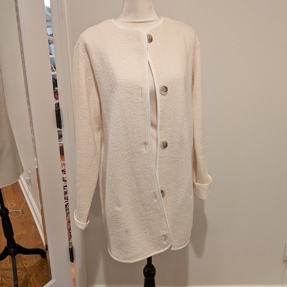 Ivory long lightweight boucle-type cardigan or jacket